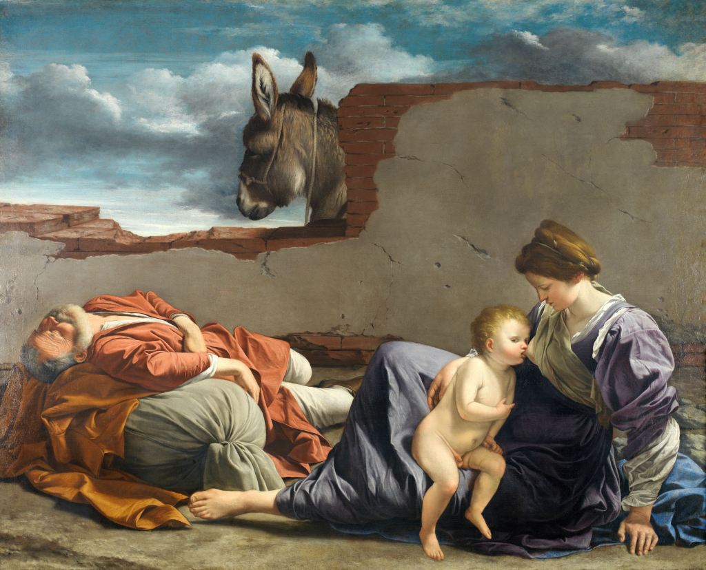 The history of art, Baroque. Rest on the Flight into Egypt, 1615-1621, painted by Orazio Gentileschi