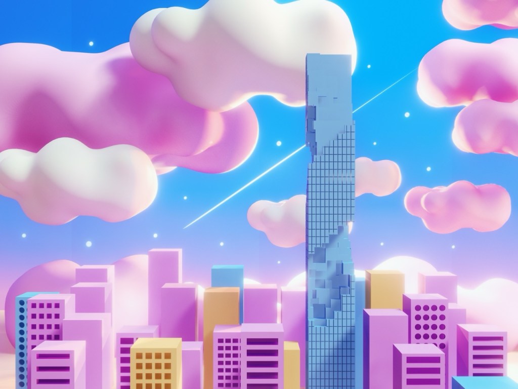 Bangkok dreamy life, surrealism 3d art.