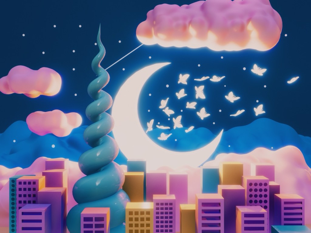 Bangkok dreamy life, surrealism 3d art.