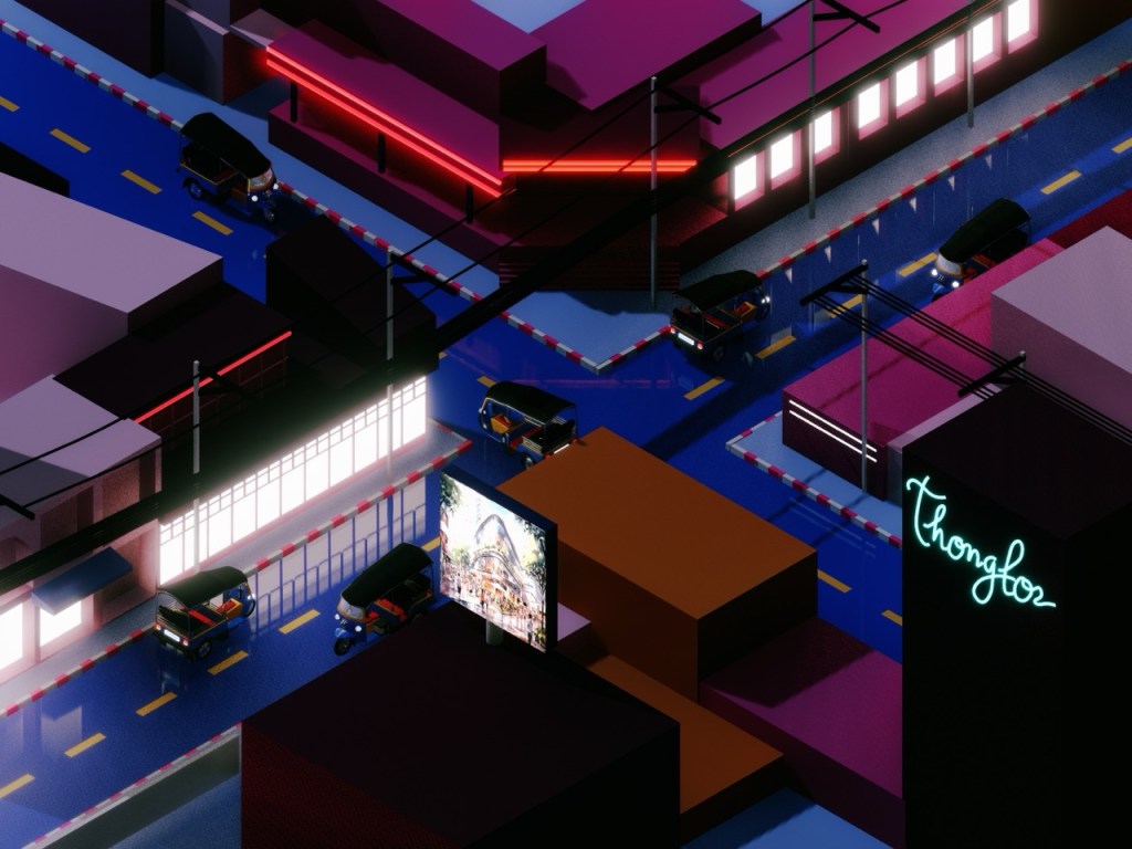 Bangkok dreamy life, surrealism 3d art.